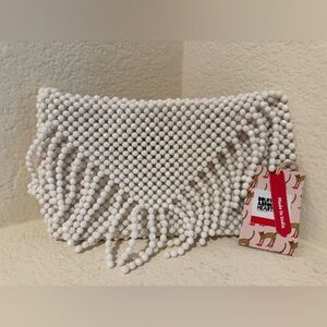 Bouffants & Broken Hearts White Beaded Clutch